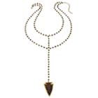 Heather Hawkins - Double Y Gemstone Necklace - Agate Arrowhead W/ Smokey Quartz