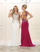 May Queen - Bejeweled Illusion Halter Sheath Dress