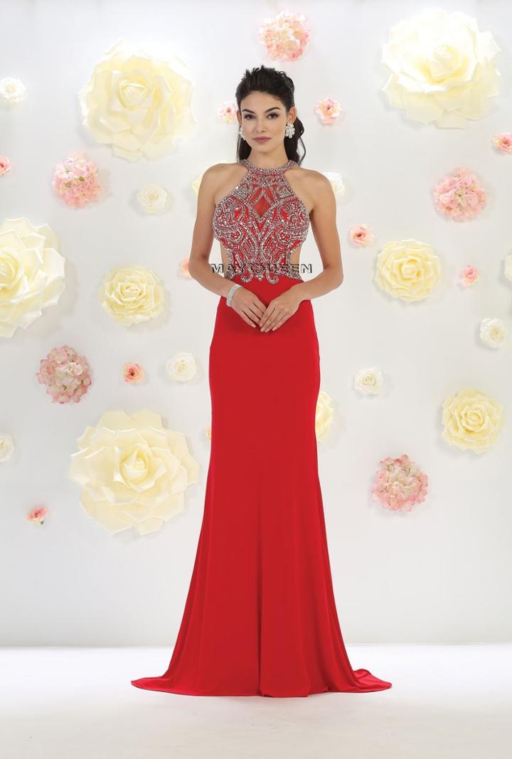 Mesmerizing Embellished High Neck Fit And Flare Gown