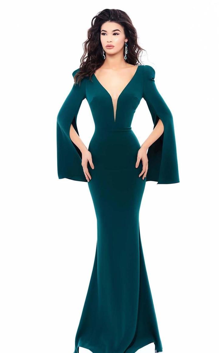 Tarik Ediz - 93333 Plunging V-neck Trumpet Sleeve Mermaid Gown
