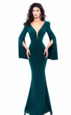 Tarik Ediz - 93333 Plunging V-neck Trumpet Sleeve Mermaid Gown