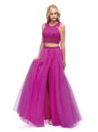 Embellished Two-piece Cut Out Back Prom Dress