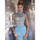 Panoply - Striking Beaded Choker Neck Two-piece Matte Jersey Gown 14747