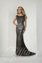 Tiffany Designs - 46122 Beaded Illusion Cap Sleeves Evening Gown