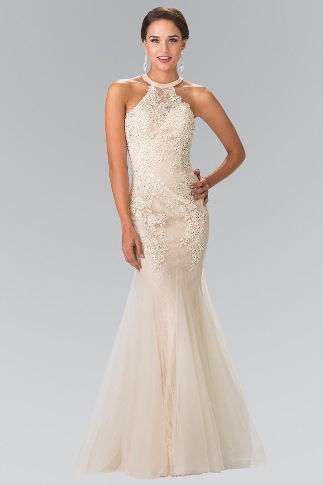 Elizabeth K - Lace Halter Mermaid Gown Gl2243