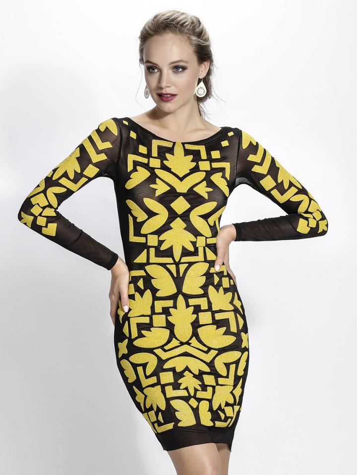 Baccio Couture - Sade Mesh Painted Short Dress