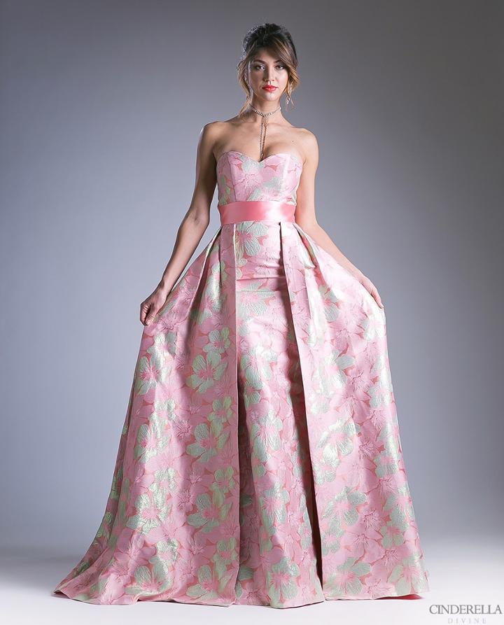 Cinderella Divine - Strapless Floral Evening Gown