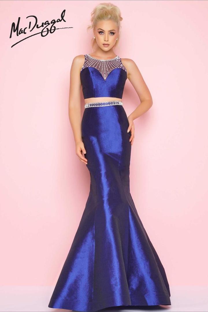 Mac Duggal - Two Piece Taffeta Gown In Midnight Blue 66131l