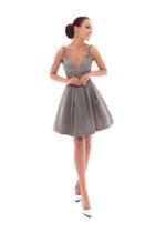 Tarik Ediz - 93402 Deep V-neck Pleated A-line Dress
