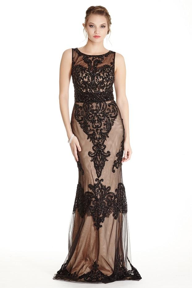 Aspeed - L1729 Embellished Illusion Bateau Fitted Evening Dress