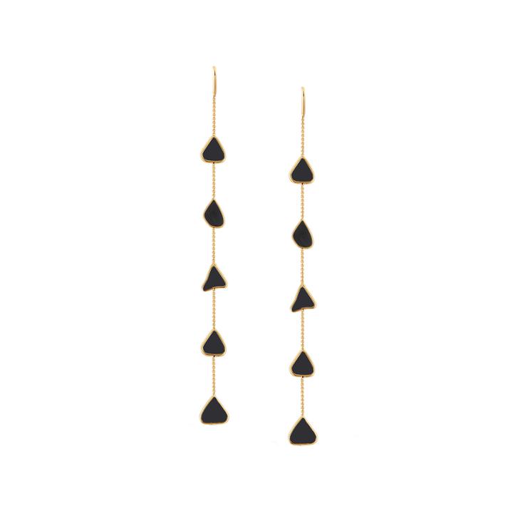Tresor Collection - Organic Black Diamond Slice Earrings In 18k Yellow Gold