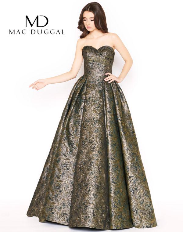Mac Duggal - 66437d Strapless Metallic Sweetheart Pleated Ballgown