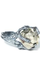 Again Collection - Earth Sterling Silver Pyrite Pinky Ring In Silver, Pink