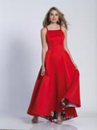 Dave & Johnny - A5869 Sleeveless Square Neck Satin Evening Gown