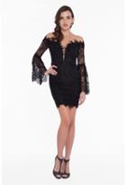 Terani Couture - 1825h7936 Embellished Lace Long Bell Sleeve Dress