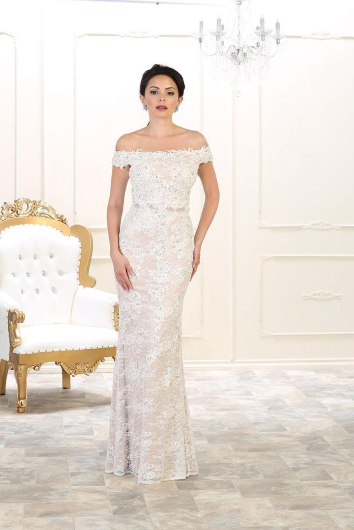 May Queen - Rq7497 Beaded Lace Appliqued Off-shoulder Gown