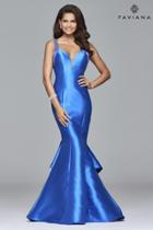 Faviana - S7972 Long Mikado Dress With Beaded Bands And Skirt Ruffles