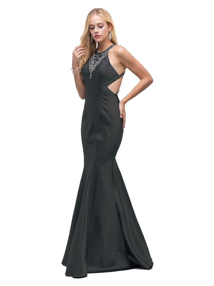 Embellished Halter Neck With Strappy Back Mermaid Dress