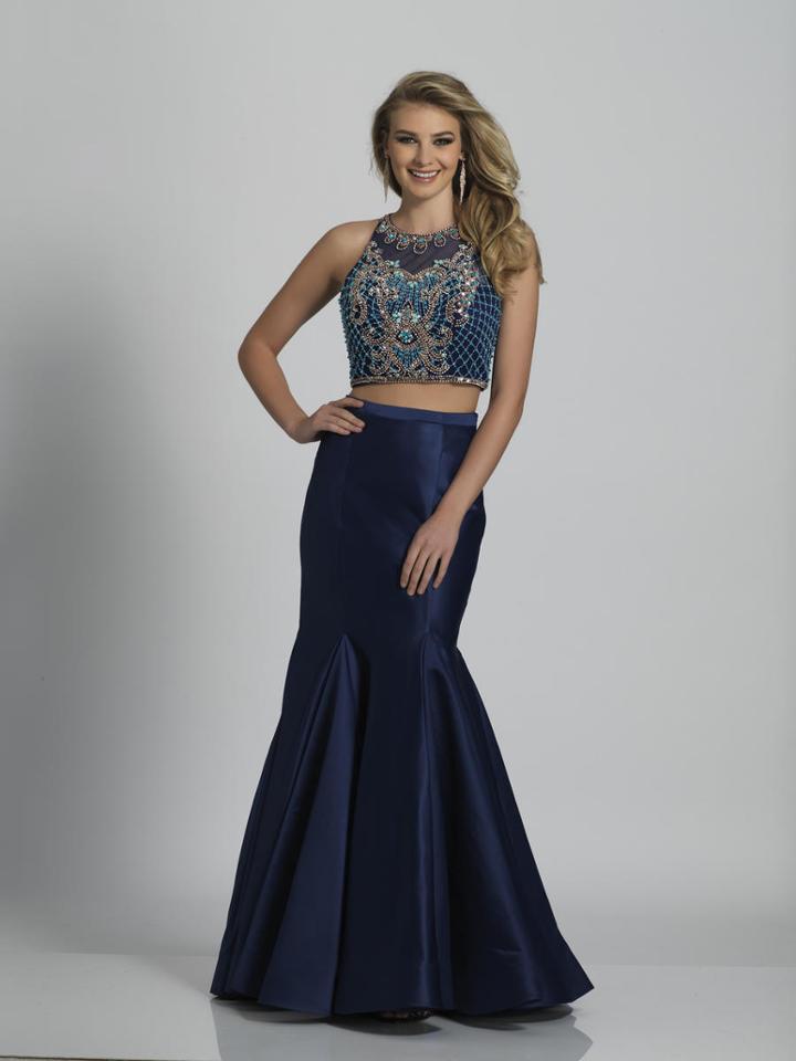 Dave & Johnny - A6270 Beaded Halter Neck Two-piece Gown