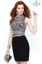 Alyce Paris - 4445 Short Dress In Black Silver