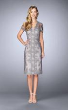 La Femme - 24931 Short Sleeved Lace Applique Cocktail Dress