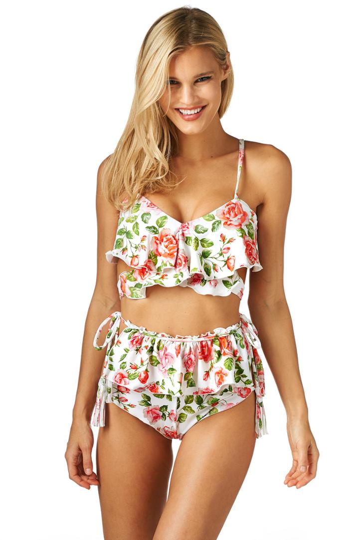 Montce Swim - Rose Ruffle Wrap Top X Cabana Ruffle Short Bottom Bikini Set