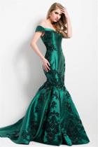 Jovani - 55570 Lace Off Shoulder Mermaid Dress