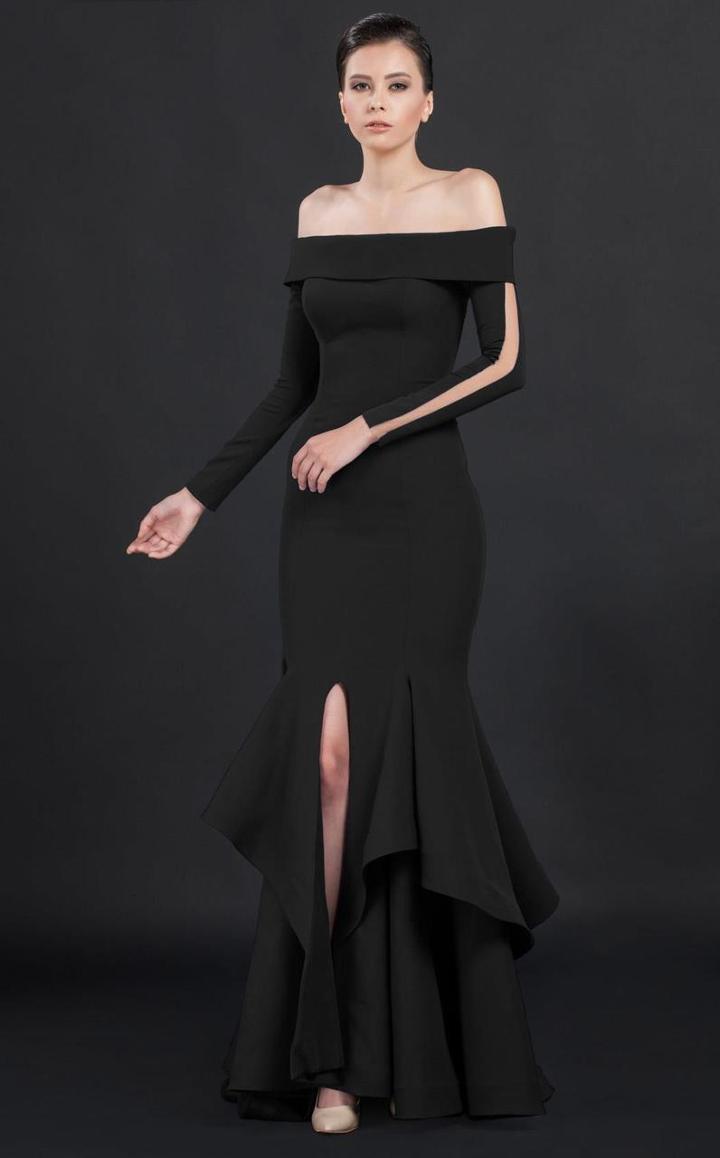 Mnm Couture - Ruffled Off Shoulder Trumpet Gown N0043