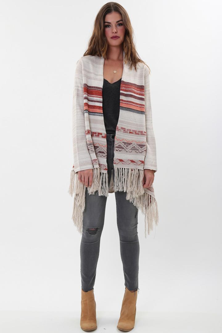 Goddis - Paxton Fringe Sweater In Sahara Shade