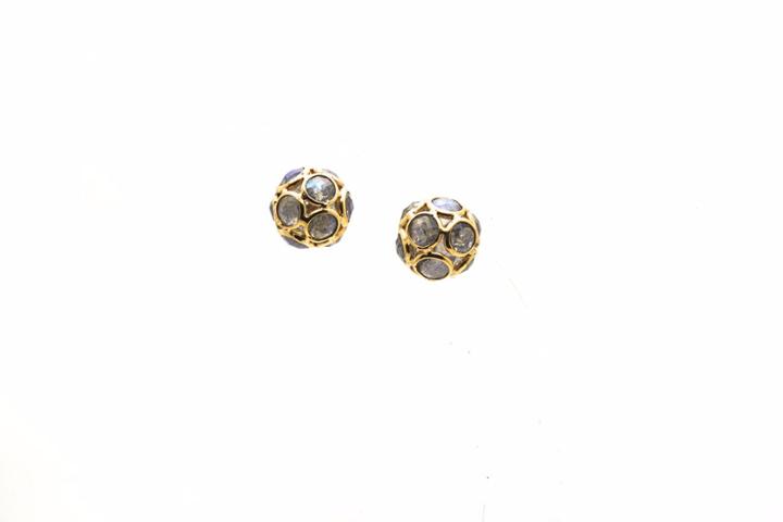Tresor Collection - Labradorite Origami Sphere Ball Earrings In 18k Yellow Gold