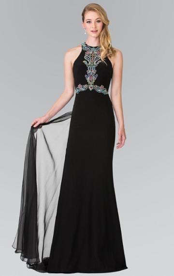 Elizabeth K - Beaded Halter Long Gown Gl2358