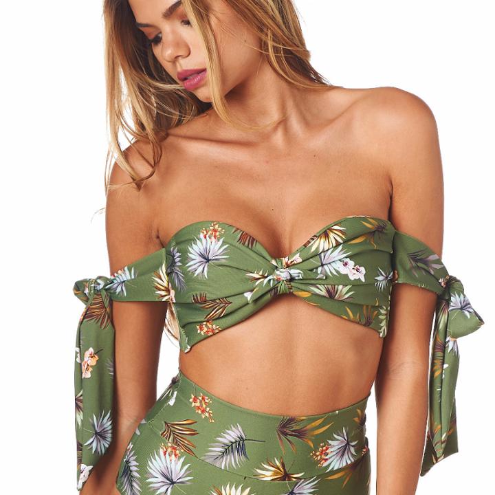 Montce Swim - Plants On Green Cabana Ties Top
