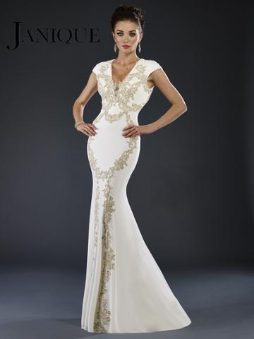 Janique - K6513 Dress In White Gold