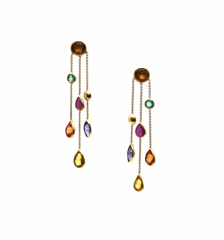 Tresor Collection - Multicolor Tourmaline Earring In 18k Yellow Gold Style 2