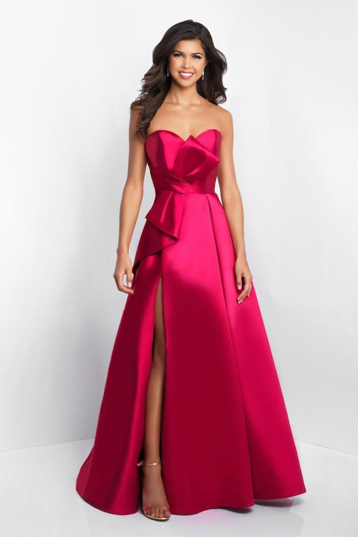 Blush - C1053 Draped Bow Detailed Strapless A-line Gown