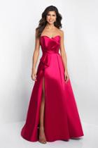 Blush - C1053 Draped Bow Detailed Strapless A-line Gown
