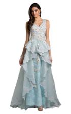 Lara Dresses - 29949 Floral Lace V-neck A-line Dress