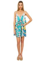 Caffe Swimwear - Silk Playsuit In Blue Print