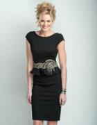 Terani Couture - Braid Motif Peplum Sheath Cocktail Dress C3678