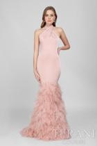 Terani Evening - Crisscrossed Feather Fringed Mermaid Gown 1721e4185