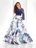 Clarisse Couture - 4977 Two-piece Lace And Floral Print Evening Dress