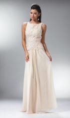 Cinderella Divine - Lace Bateau Neck Chiffon A-line Dress
