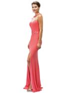Sleek Embellished Illusion Jersey Prom Dress