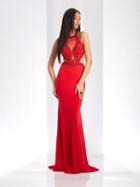 Clarisse - 3493 Beaded Halter Sheath Dress