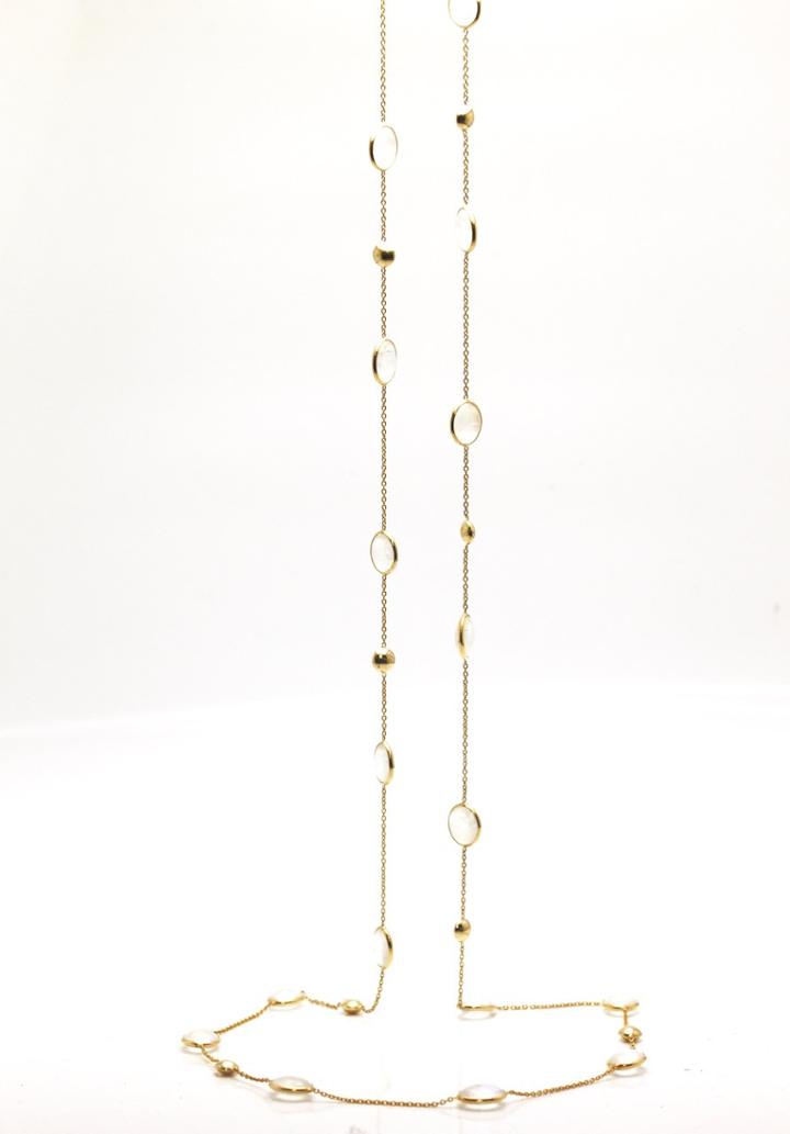 Tresor Collection - Rainbow Moonstone Oval Long Necklace In 18k Yellow Gold