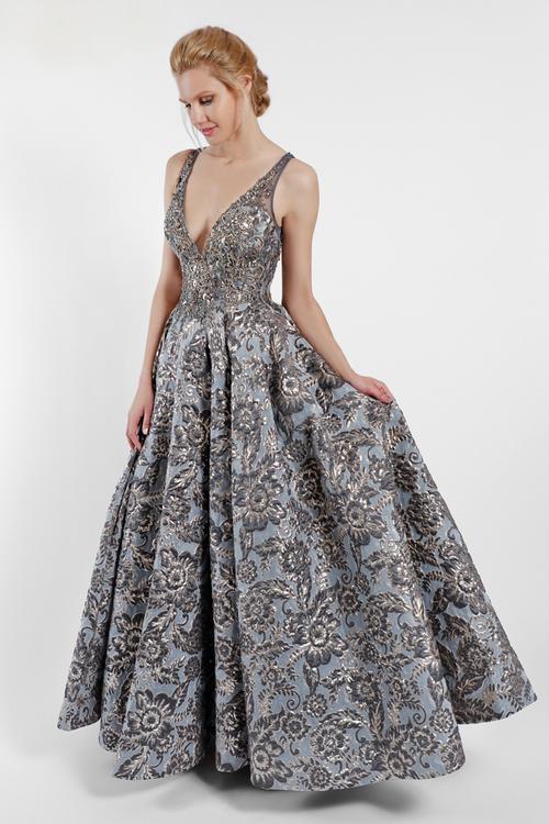 Terani Evening - 1721e4145 Deep V-neck Ballgown