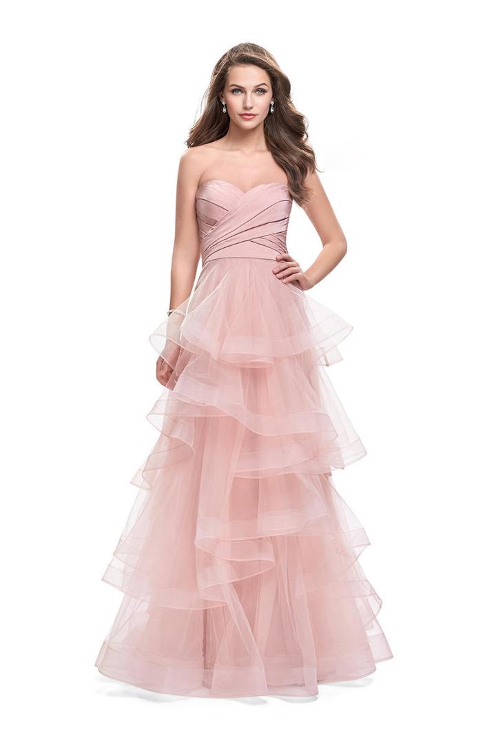 La Femme - 25430 Strapless Strappy Layered Tulle Dress