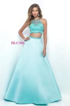 Blush - Bejeweled Sheer High Halter A-line Gown 5624