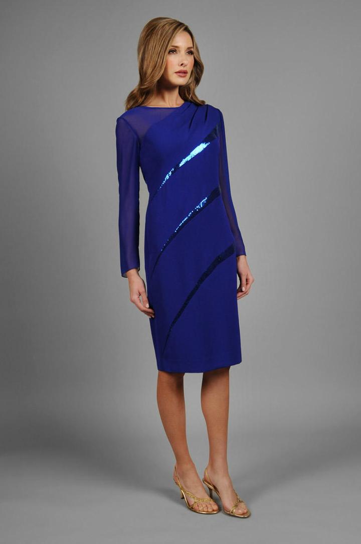 Daymor Couture - Long Sleeve Sequined Dress 323