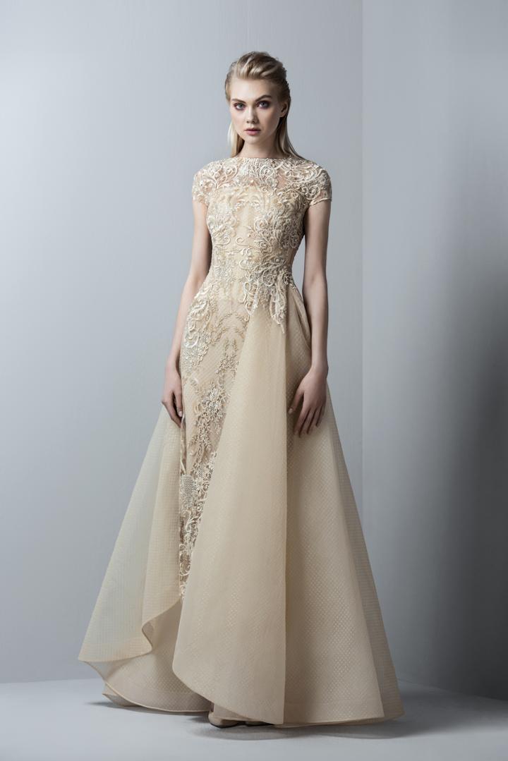 Saiid Kobeisy - 3360 Bateau Appliqued Evening Gown
